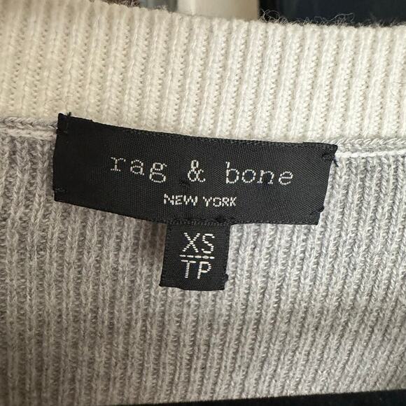 Rag & Bone Talia Cashmere Blend Varsity Sweater Women's Gray White Size XS - Picture 4 of 4